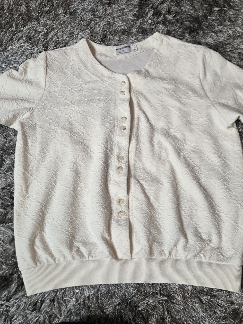Vintage Alfred Dunner Cream Short Sleeve Button Front Top